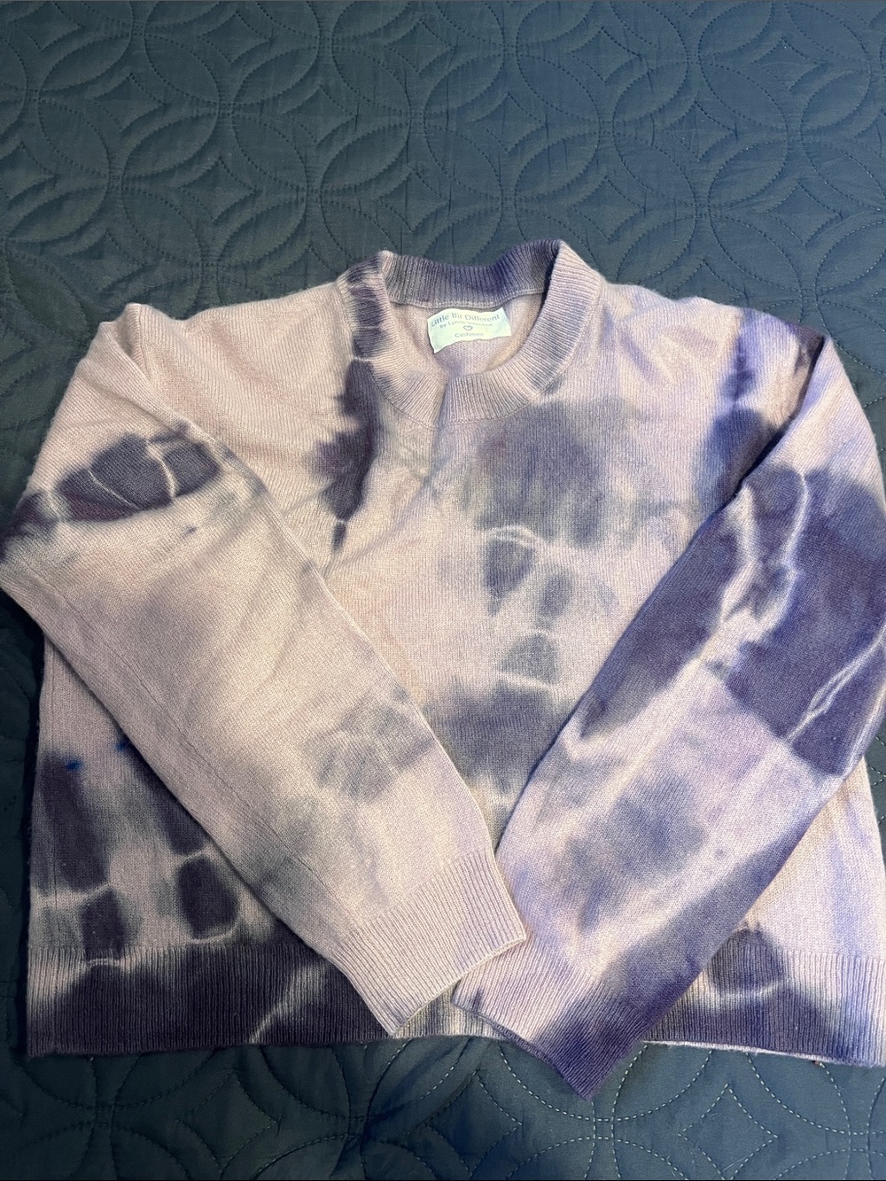 Lavender Purple Tie-Dye Crewneck Cashmere  Sweater by Lynne Victoria